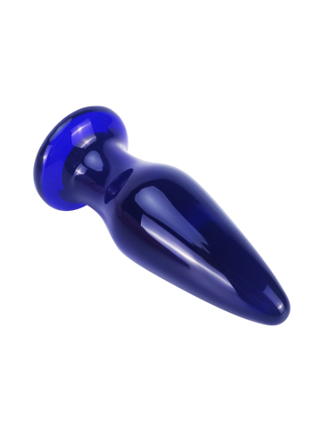 Скляна анальна вібропробка конічної форми синя ToyJoy Buttocks - 3