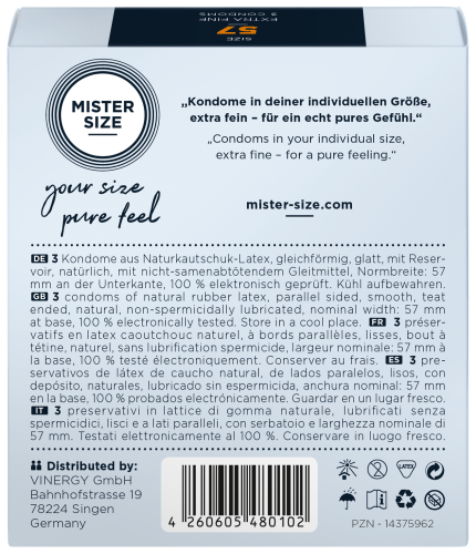 Презервативи Mister size 57 mm (мм) 3 штуки Містер Сайз - 3