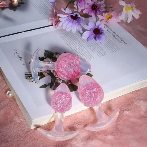 Анальная пробка силиконовая розовая Liebe Seele Icecream-shaped Crystal Anal Plug размер Small - 4
