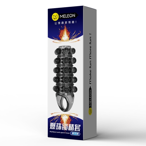 Стимулирующая насадка на член с пупырышками черная Meleon - Marlboro Lock sperm Cover - 9