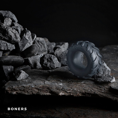Эрекционное кольцо для члена в форме шины серого цвета Boners Tire - 3