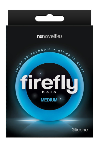 Эрекционное кольцо для члена иллюминесцентное синее NS Novelties Firefly Halo размер M - 4
