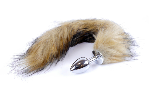 Анальная пробка серебристого цвета с хвостом коричневого цвета Boss Series Boss of toys Fox Tail Brown размер XL - 5