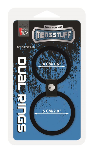 Эрекционное кольцо для пениса и мошонки черное MENZSTUFF DUAL RINGS - 2