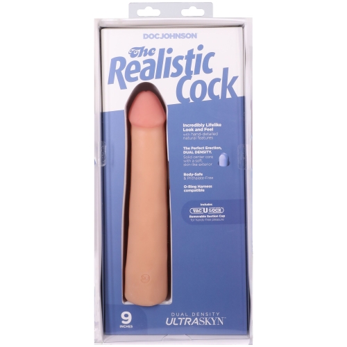 Фалоімітатор реалістичний на присосці тілесний Doc Johnson The Realistic Cock ULTRASKYN - 9 Inch Vanilla - 10