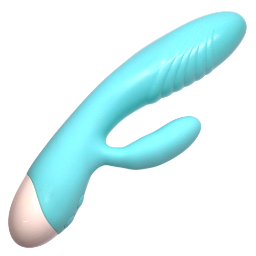 Вібратор кролик вагінальний та з відростком для клітора блакитний Blue massager - 5