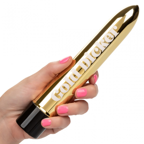 Мини вибратор золотистого цвета California еxotic novelties Naughty Bits Gold Dicker Vibe - 6