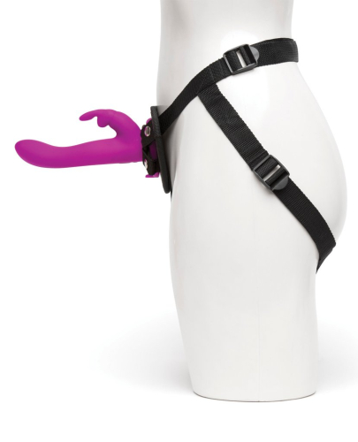 Двойной ременной вибрострапон фиолетового цвета с черными трусиками Fifty Shades of Grey Happy Rabbit Rechargeable Vibrating Strap On Harness Set - 2