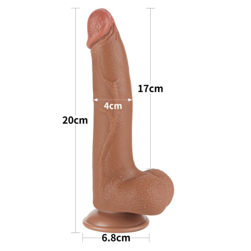 Фаллоимитатор на присоске Sliding Skin Dual Layer Dong 8.5 коричневый - 2