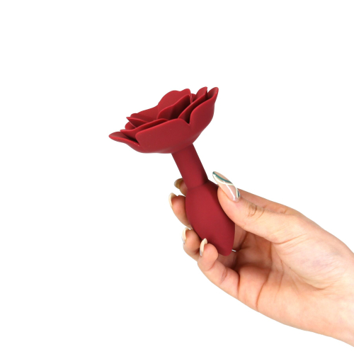 Силиконовая анальная пробка с розой красная Lux Active Red Rose Silicone Anal Plug - 3