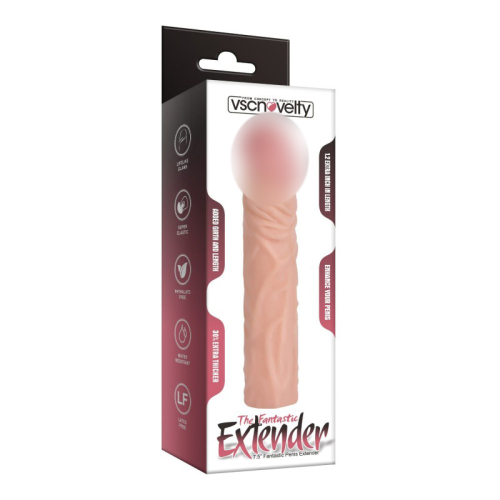 Реалістична насадка що подовжує на член тілесного кольору Vscnovelty Fantastic Penis Extender довжина 191 мм - 1