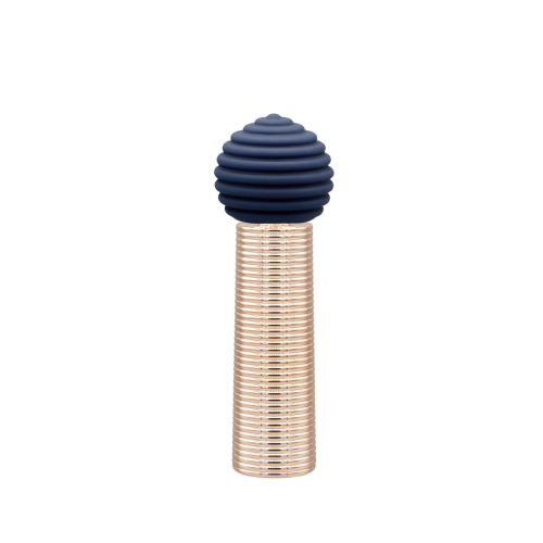 Вібромасажер Ванд золотистого кольору з 5 синіми насадками Pillow Talk Secrets Desires 6 Piece Mini Massager - 3