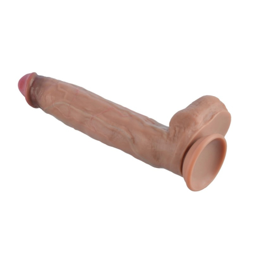 Фалоімітатор реалістичний на присосці силіконовий тілесний Vscnovelty 11.5”Dual-Layered Nature-Feel Silicone Dildo - 3