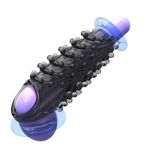 Стимулирующая насадка на член с пупырышками черная Meleon - Lock Beads Locking Sleeve - 9