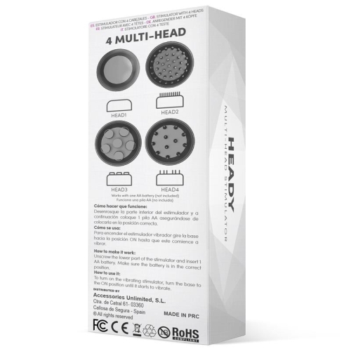 Мини вибратор для клитора с насадками черный Latetobed Heady Stimulator Multi-head - 3