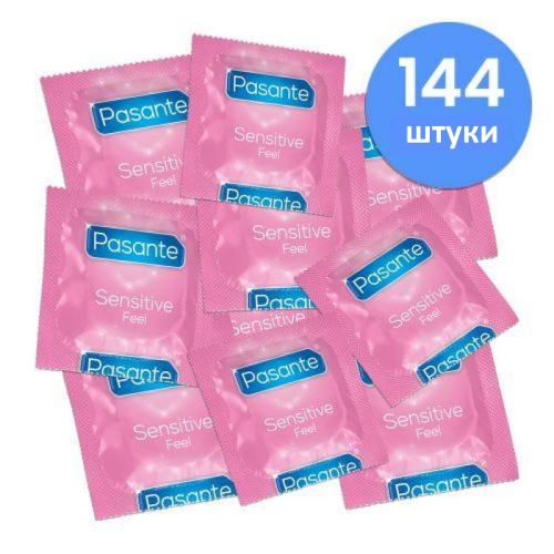 Презервативы Ультратонкие латексные прозрачного цвета Pasante Sensitive Feel 144 штуки - 1