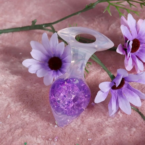 Анальная пробка силиконовая фиолетовая Liebe Seele Heart-shaped Crystal Anal Plug размер Small - 4