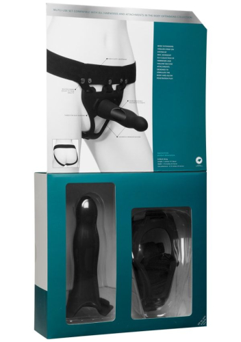 Страпон унісекс Doc Johnson Body Extensions порожниста насадка чорний - 7