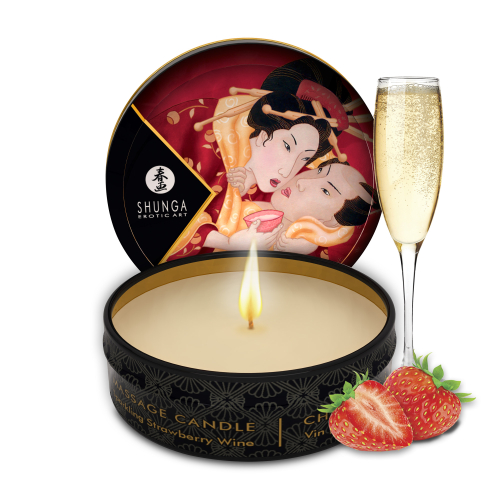 Масажна свічка з ароматом полуниці та шампанське SHUNGA Sparkling Strawberry Wine 30 мл - 1