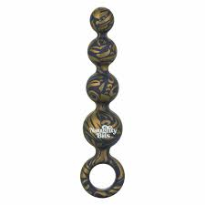 Анальні силіконові кульки з кільцем золотисто чорного кольору California Exotic Novelties Butt Balls Booty Beads - 1