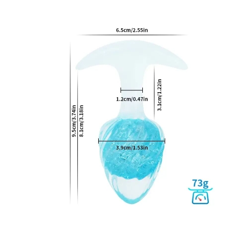 Анальная пробка силиконовая голубая Liebe Seele Icecream-shaped Crystal Anal Plug размер Medium - 2