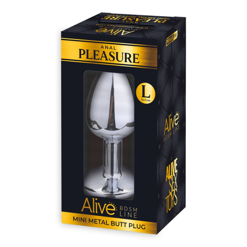 Анальная пробка с прозрачным камнем металлическая Alive Mini Butt Plug L размер - 2
