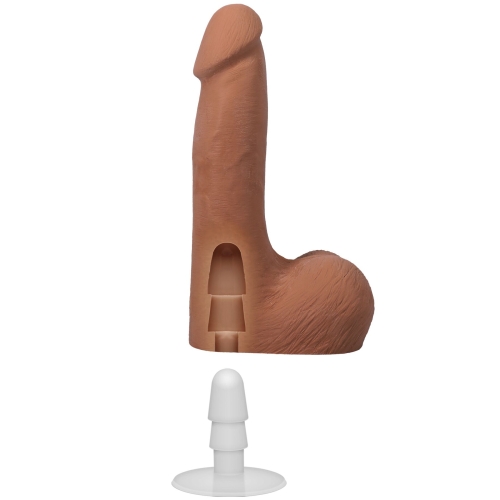 Фалоімітатор реалістичний на знімній присосці бежевий Doc Johnson The Realistic Cock ULTRASKYN - 7 Inch with Balls Caramel - 6