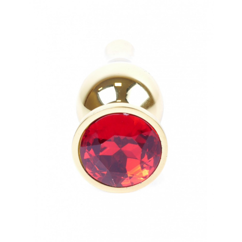 Анальная пробка золотистого цвета с красным камнем Boss series Jewellery - 6