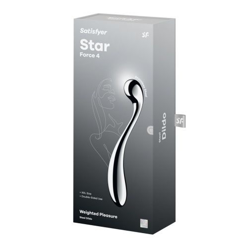 Двухсторонний металлический фаллоимитатор серебристого цвета Satisfyer Star Force 4 - 5