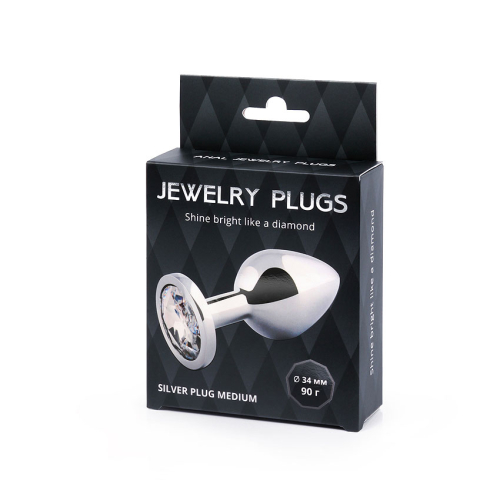 Анальна металева втулка Anal Jewelry Plug з кристалом L 82 мм d 34 мм Вага 90г - 3