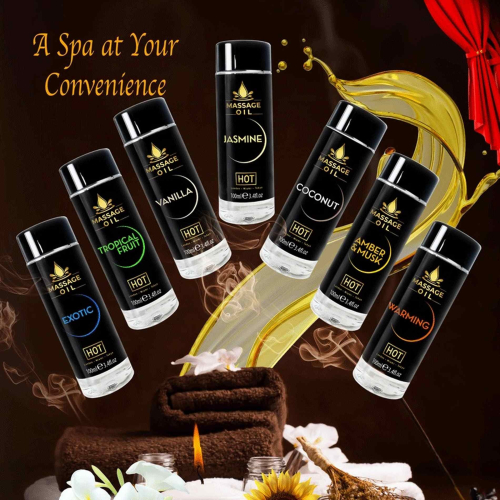 Масажна олія з ароматом бурштинового мускусу HOT Massage Oil Amber Musk 100 мл - 4