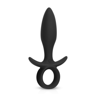 Анальная вибропробка силиконовая со стоппером кольцом черная EasyToys Butt Buzzer
