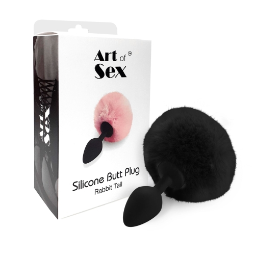 Анальна пробка з хвостом чорного кольору розмір Art of Sex Rabbit Tail - 3