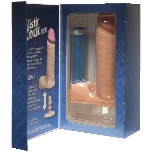 Фалоімітатор 18,5 см/5 см ультрареалістичний на присоску Doc Johnson the Realistic Cock 8 inch White-ULTRASKYN антибактеріальний - 4