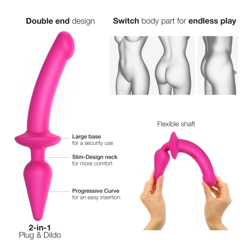 Анальна пробка з фалоімітатором рожевого кольору L Strap On Me PLUG IN DILDO - 2