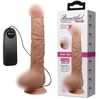 Реалістичний вібратор на присоску бежевий Lybaile Sextoy top penis