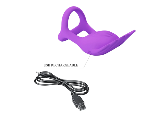 Эрекционное вибро кольцо на член фиолетового цвета Cottelli Collection Pretty Love Vibration Penis Ring SILAS - 10