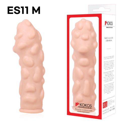 Насадка на член із стимулюючим рельєфом тілесного кольору Kokos Extreme Sleeve ES.11 розмір M - 4