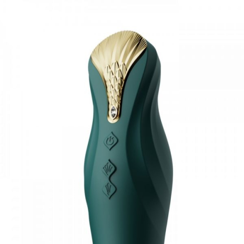 Вибромассажер с фрикциями и управлением со смартфона зелёный ZALO KING Turquoise - 3