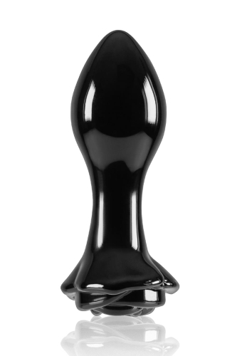 Анальний скляний затор чорного кольору NS Novelties Crystal rose - 1
