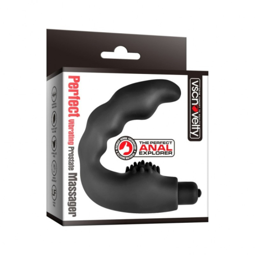Анальний вібромасажер з пухирцями для клітора чорного кольору Vscnovelty Perfect Vibrating Prostate Massager - 1