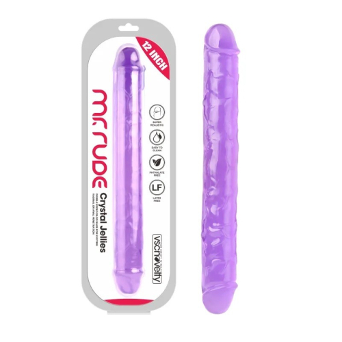 Фаллоимитатор двойной реалистичный Mr. Rude Crystal Jellies Realistic Double-ended Dildo Purple 12.0 - 1