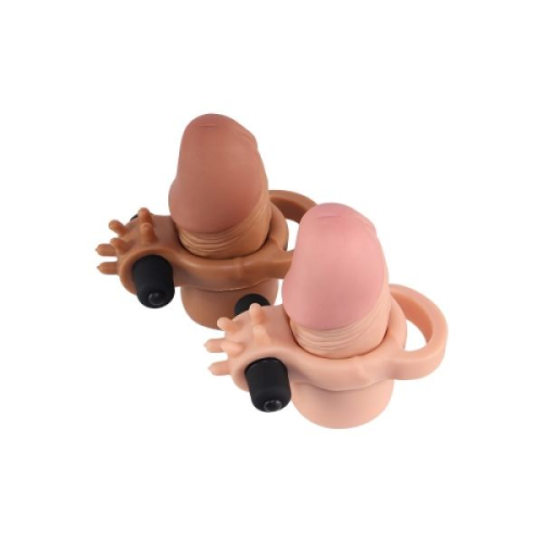 Подовжуюча насадка на член реалістична з вібропулею Lovetoy коричневий - 2