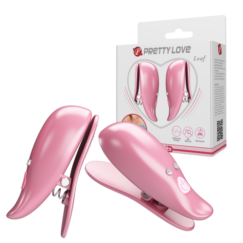 Вибраторы-зажимы для сосков розовые Lybaile Pretty Love Leaf - 1