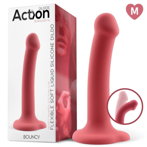 Фаллоимитатор гибкий из силикона ACTION BOUNCYкрасного цвета - 1