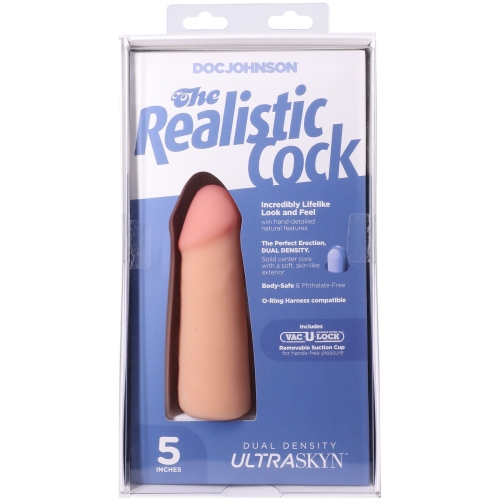 Фаллоимитатор реалистичный на присоске телесный Doc Johnson The Realistic Cock ULTRASKYN - 5 Inch Vanilla - 10