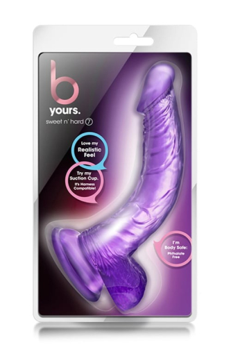 Фалоімітатор реалістичний з мошонкою на присосці фіолетовий Blush b-yours - 4