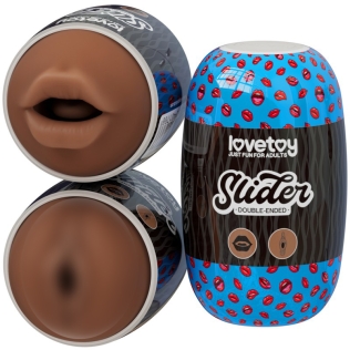 Двухсторонний мастурбатор в колбе Ротик и Вагина коричневого цвета Lovetoy