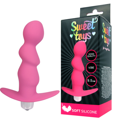 Вібратор для вагінальної і анальної стимуляції SWEET TOYS L 95 мм d 27 мм, Колір Рожевий - 1