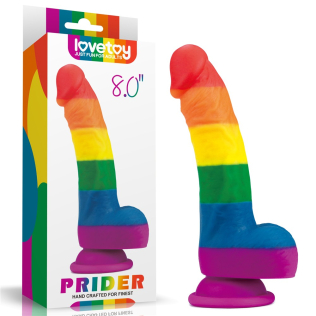 Фалос силіконовий Веселка реалістичний з мошонкою на присоску Lovetoy Prider